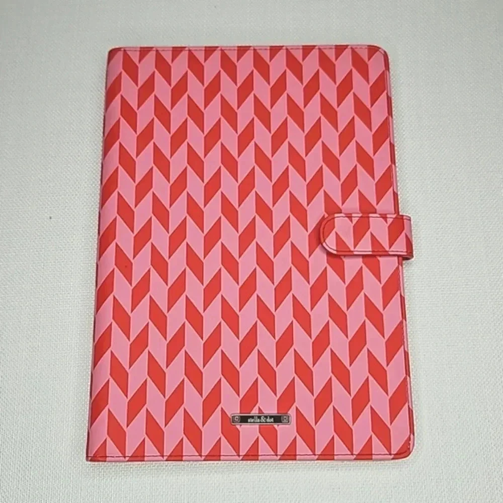 Stella  Dot Pink And Red Leather Jewelry Travel And Display Binder